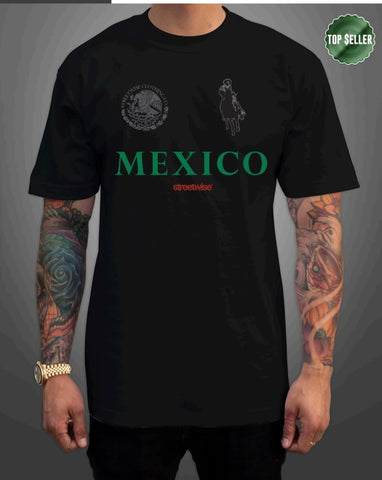 "NARCO POLO" (GREEN LETTERS) MEN'S BLACK TEE