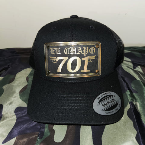 "EL CHAPO 701" ORO FRAMED CURVED BLACK SNAPBACK HAT