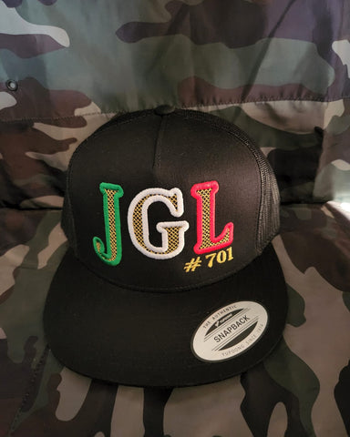 "JGL #701" TRI COLOR BLACK SNAPBACK HAT